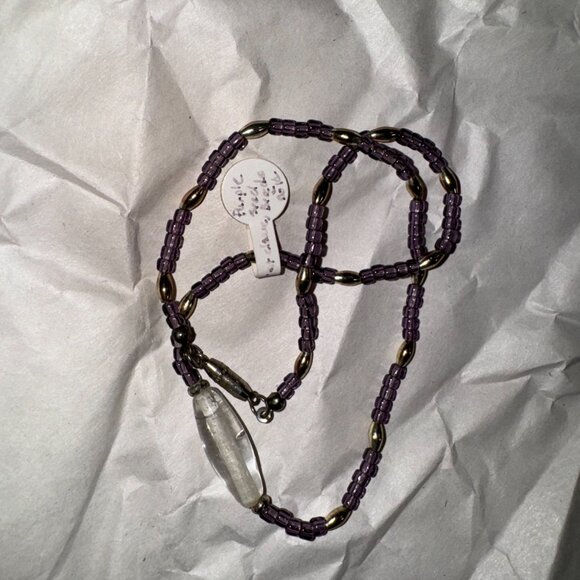 15 1/4" Purple And Clear Beaded Necklace - Picture 3 of 6